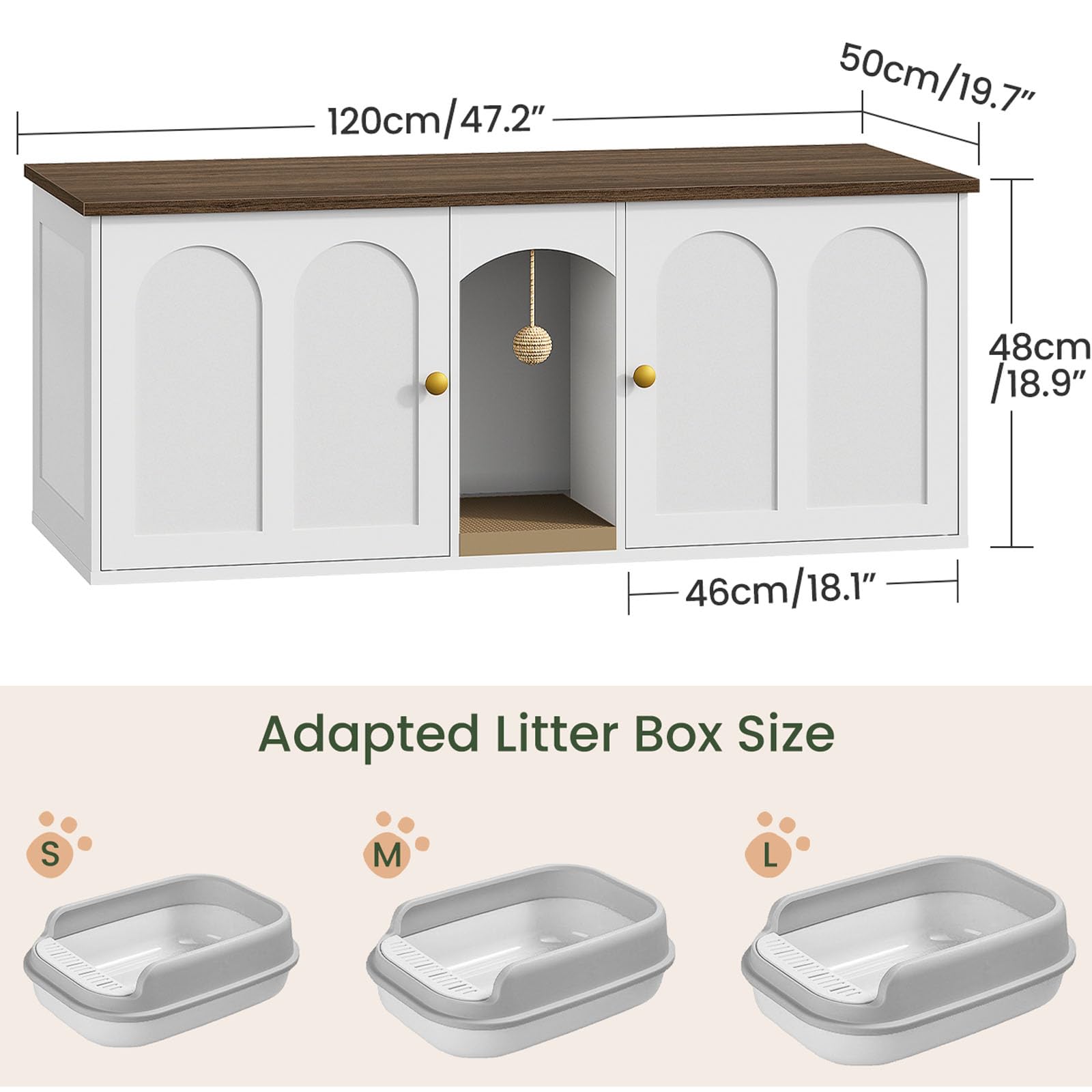 CHOEZON 47.2'' double cat litter enclosure assembly tools, easy setup for quick use