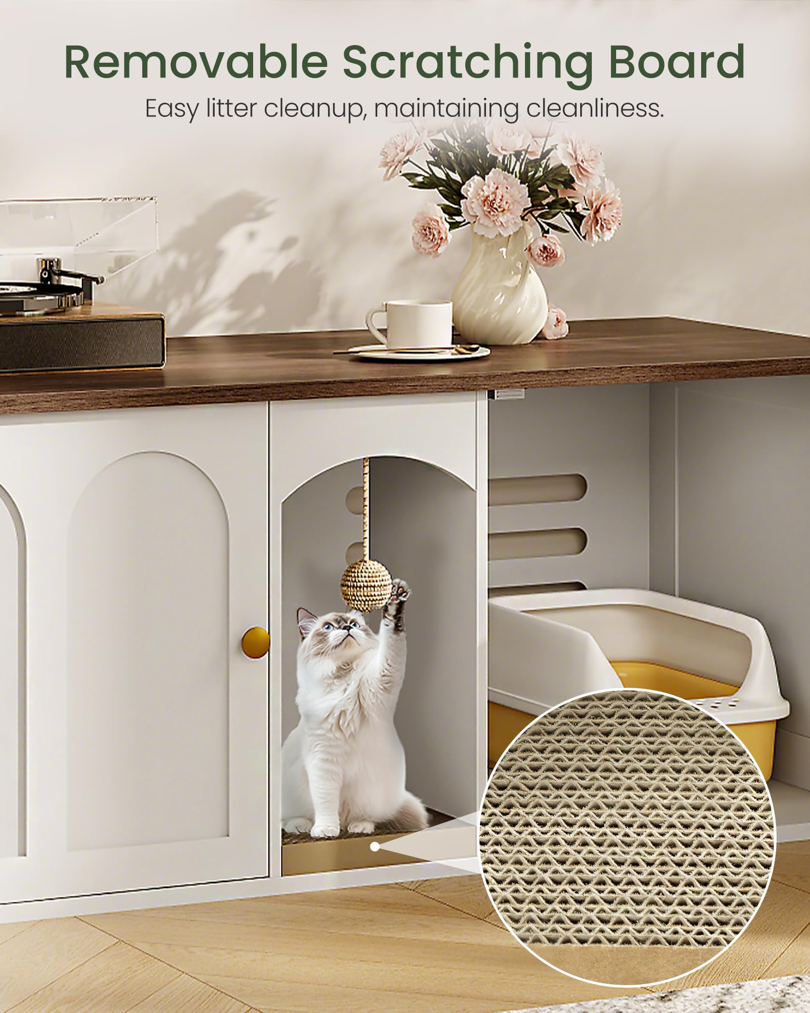 CHOEZON 47.2'' double cat litter enclosure dangling ball, interactive toy for cats