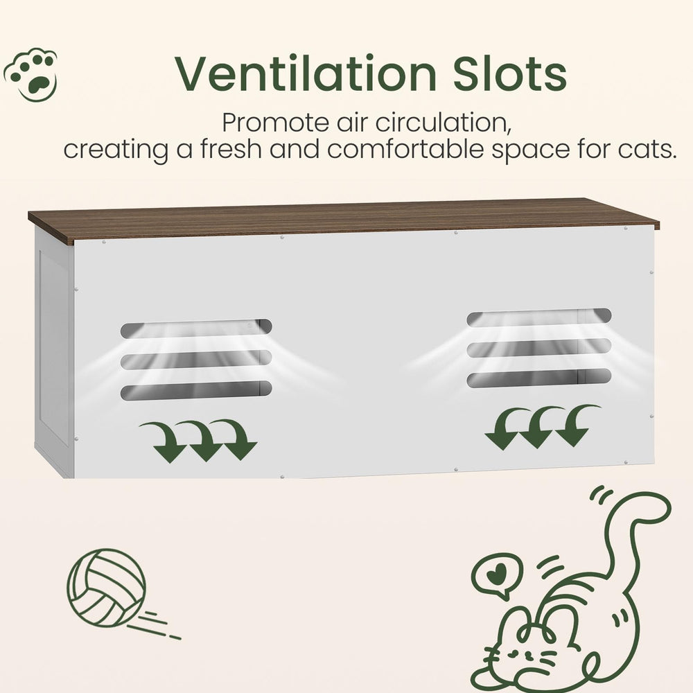 CHOEZON 47.2'' double cat litter enclosure top surface storage, keeps daily items organized