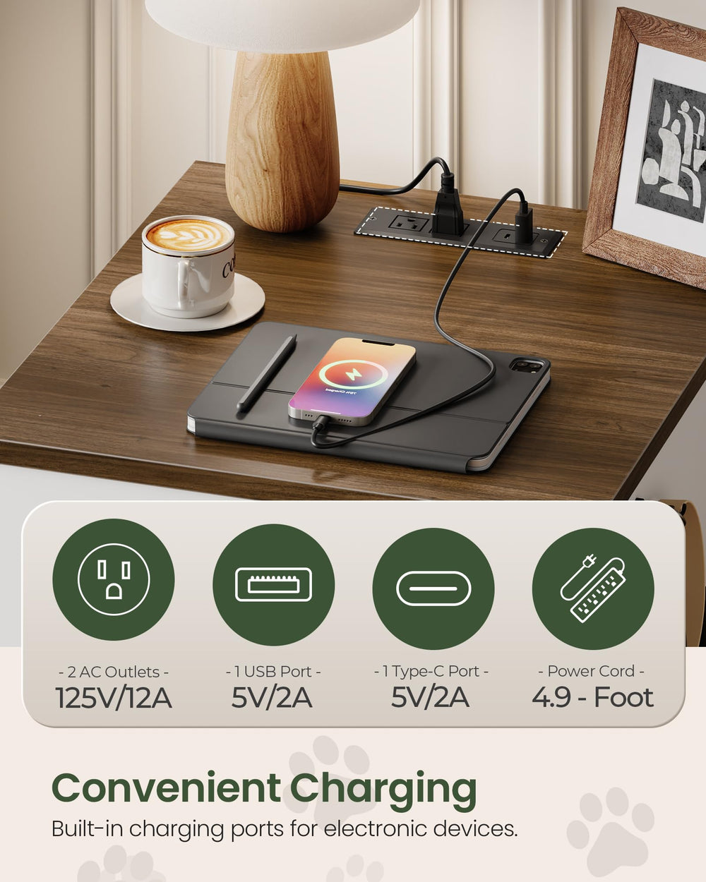CHOEZON charging-station crate with outlets and USB-C for devices