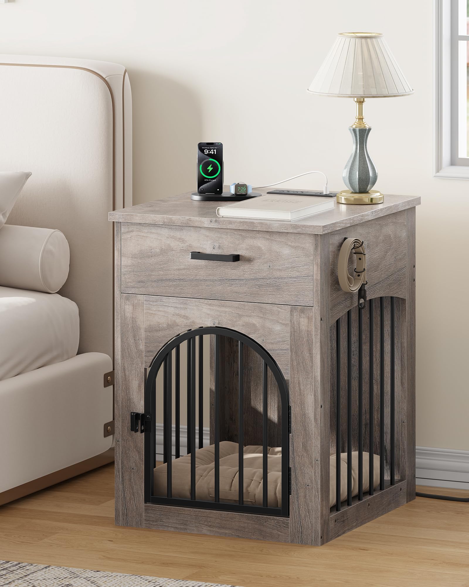 CHOEZON dog crate storage topboard highlights extra space for decor and essentials.