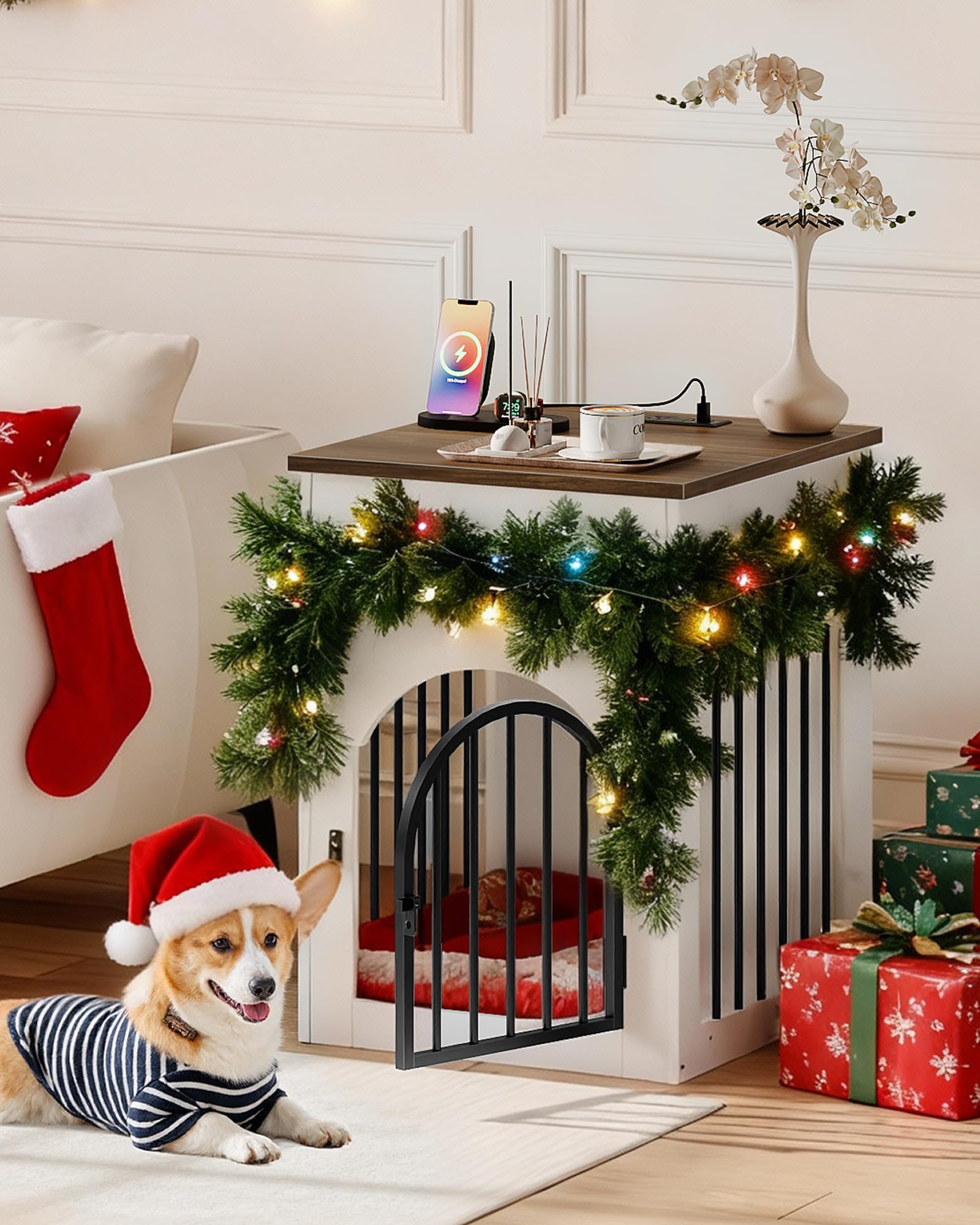 CHOEZON wooden dog house doubles as chic end table for living room