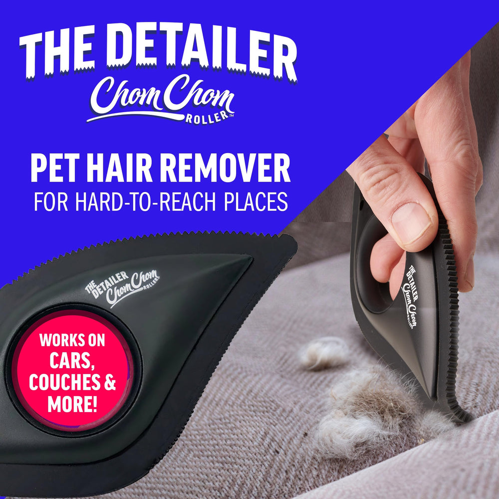ChomChom Detailer edge crevice cleans hard-to-reach car spaces.