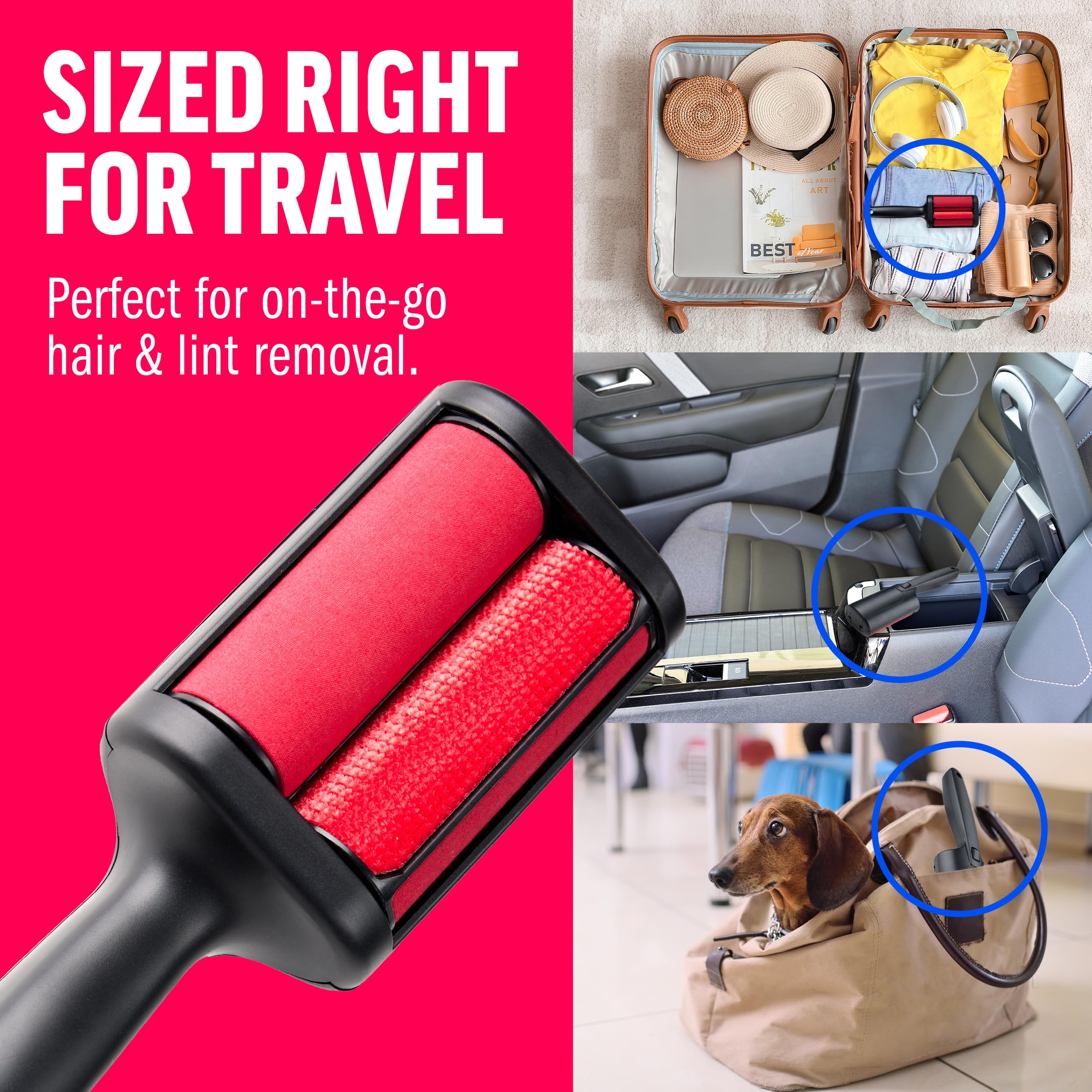 ChomChom Mini Roller removes dog hair from fabrics quickly