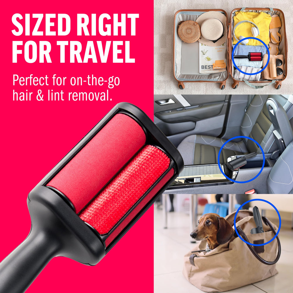 ChomChom Mini Roller removes dog hair from fabrics quickly
