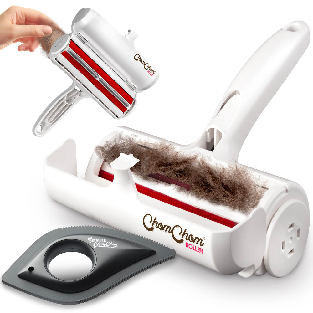 ChomChom Roller Detailer Bundle cleans pet hair from furniture for a fresher living space.