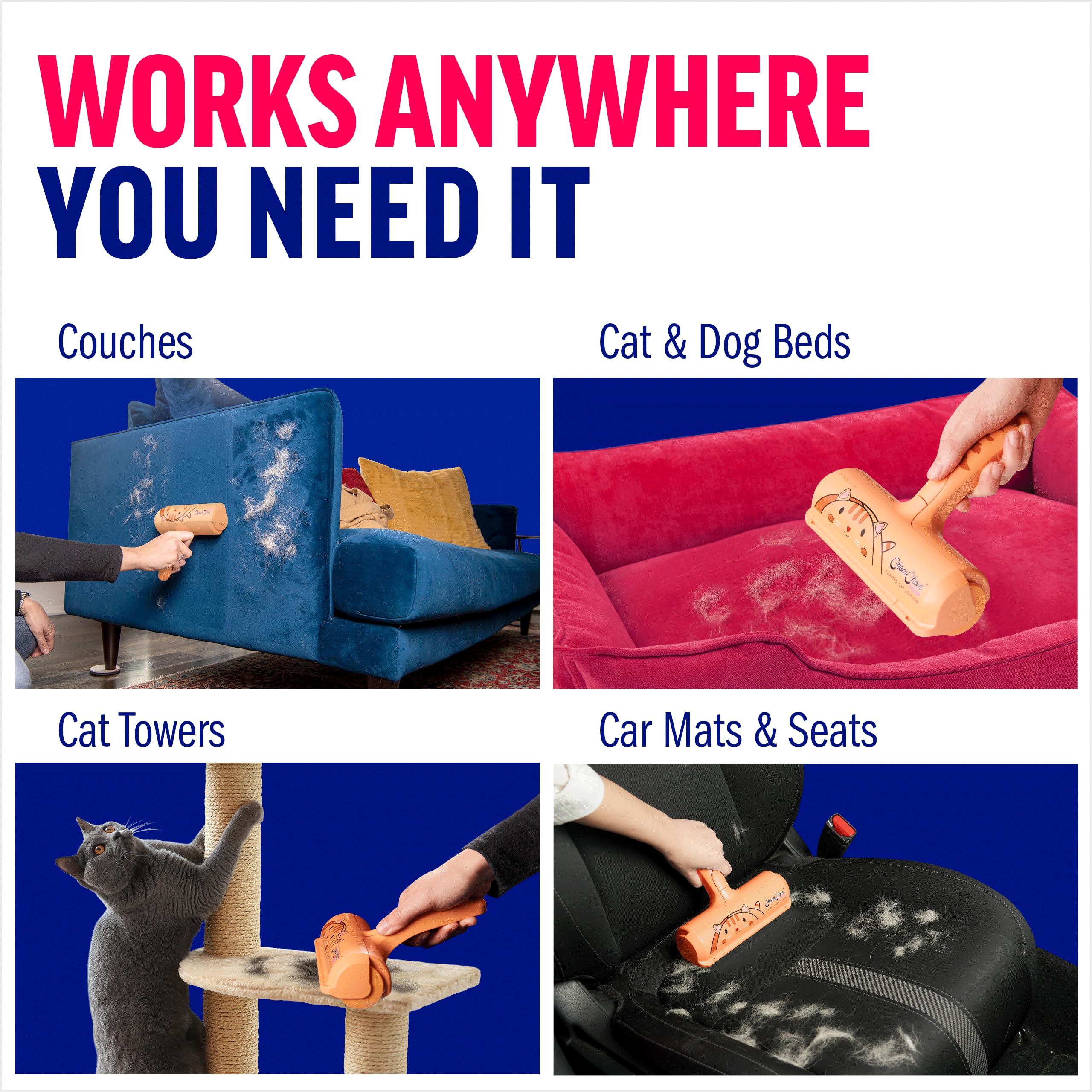 ChomChom Roller release-button makes emptying the waste effortless.