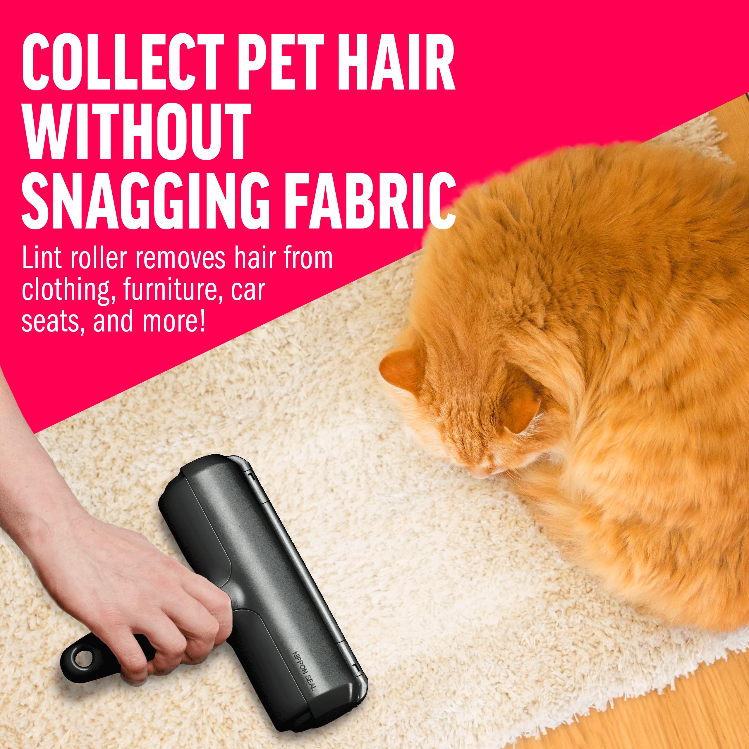 ChomChom Roller built-in receptacle captures fur during rolling