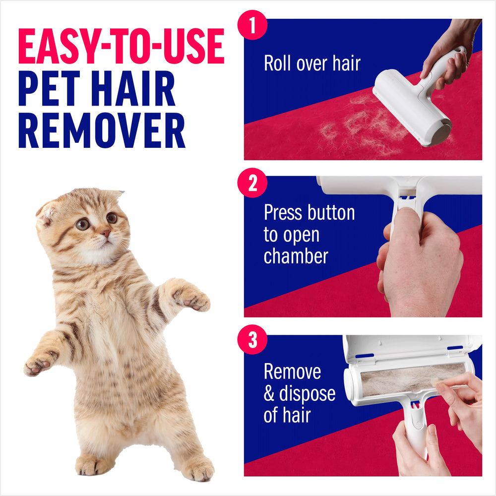 ChomChom Roller couch-cleaning view highlights deep-clean pet fur without adhesives.