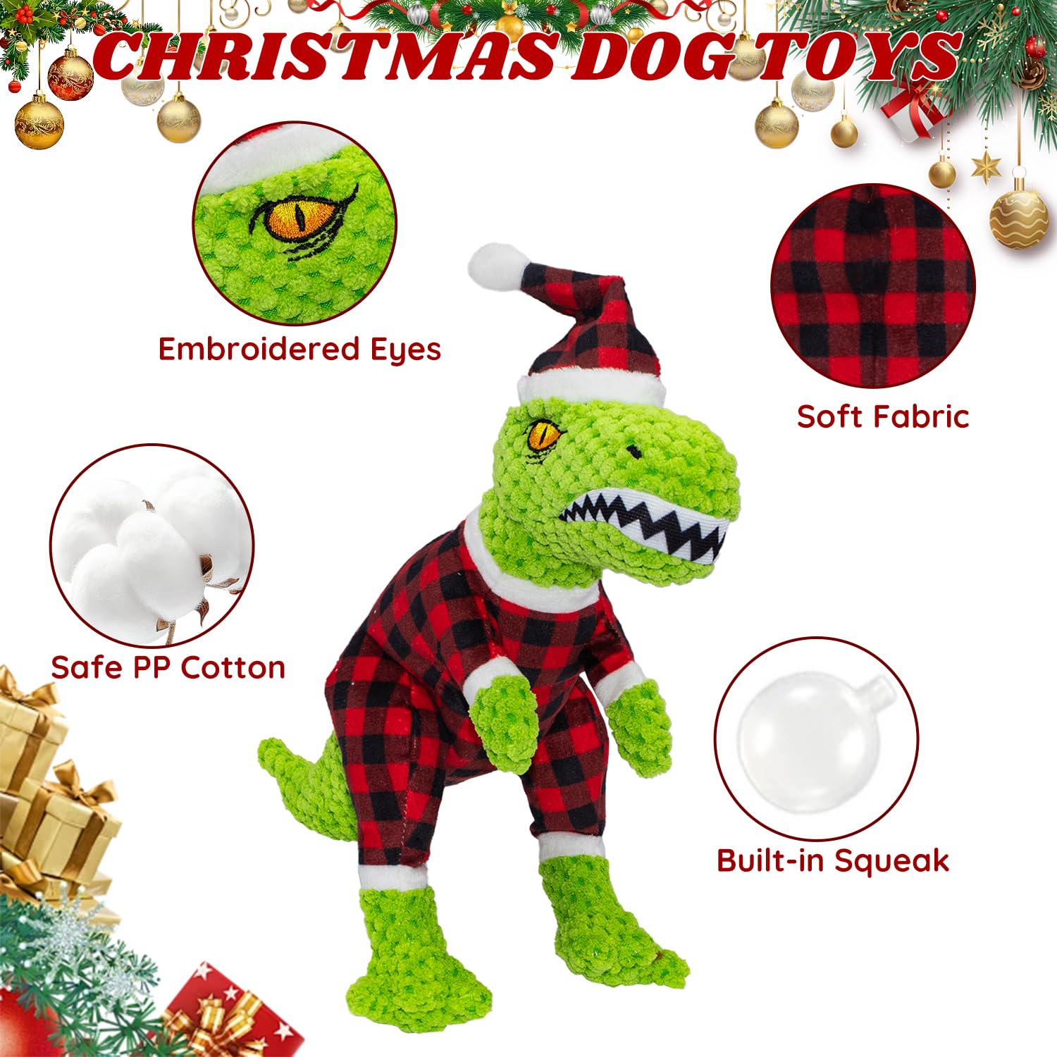 Chongqile squeaky dinosaur toy invites interactive play and crinkle-paper surprises.