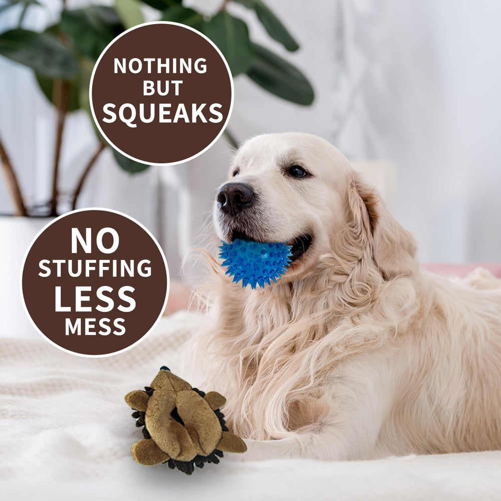 Chongqile Hedgehog Toy Squeaker Abdomen close-up highlights built-in ball and interactive sound
