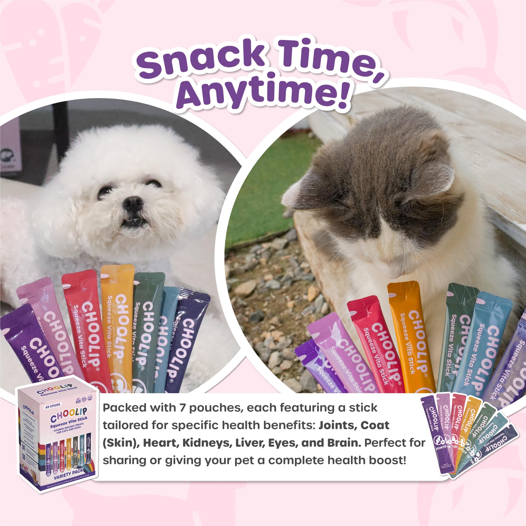 Choolip Squeeze Vita Stick feeding-on-mat scene illustrates interactive feeding.