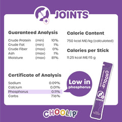 Choolip Squeeze Vita Stick label close-up emphasizes grain-free, preservative-free formula.