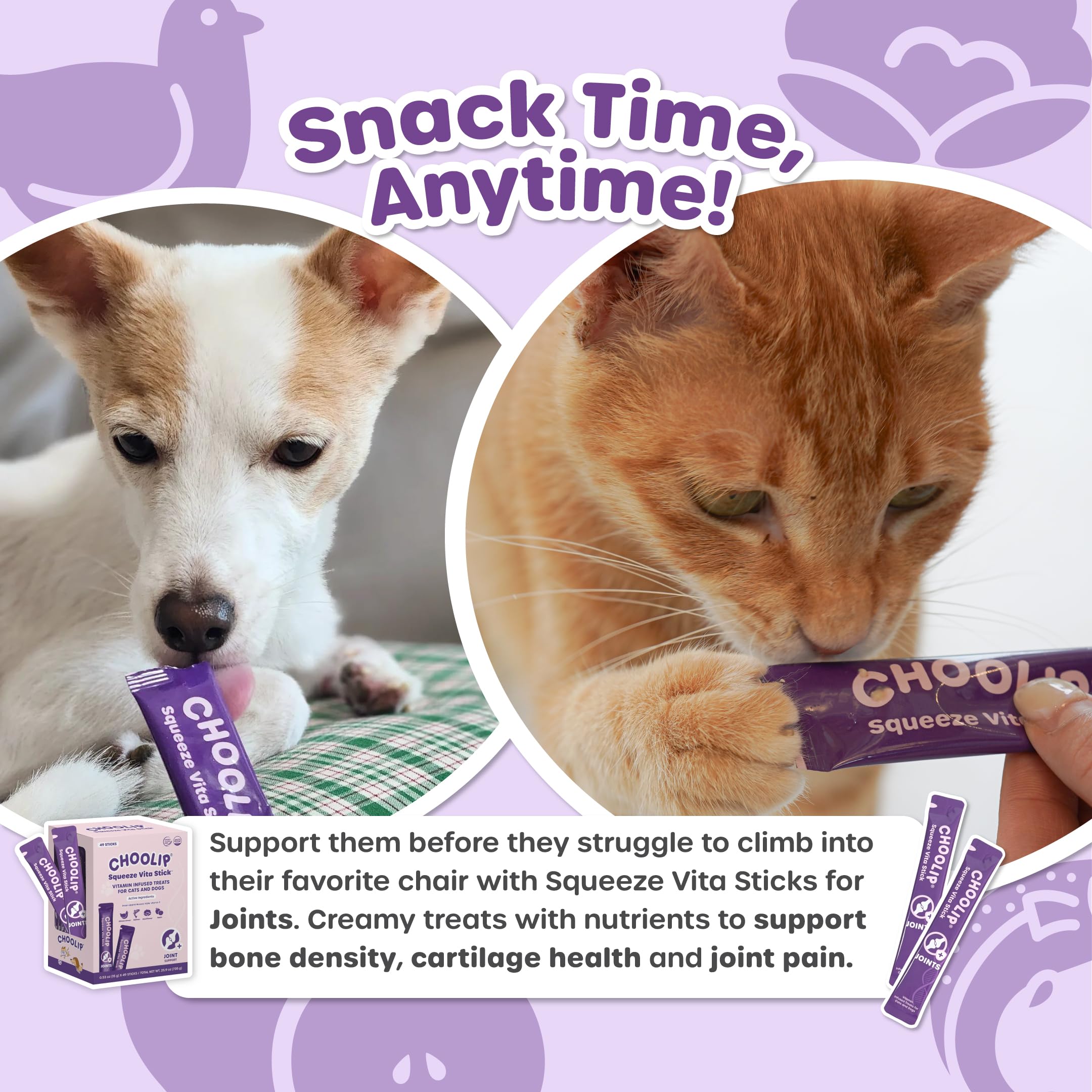 Choolip Squeeze Vita Stick multi-pack lineup shows variety of flavors for pets.