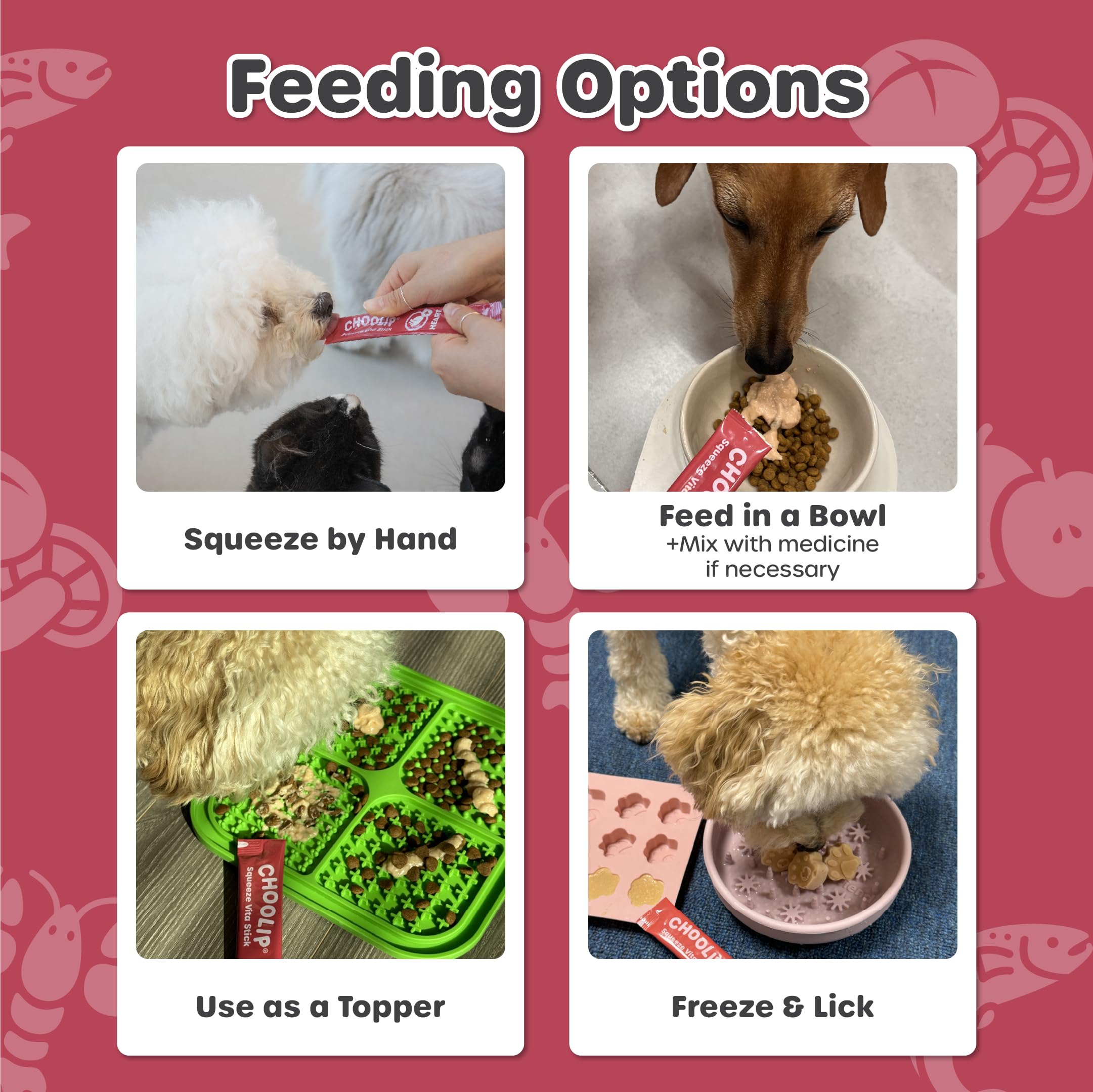 Choolip Squeeze Vita Stick grain-free formula supports gentle digestion.