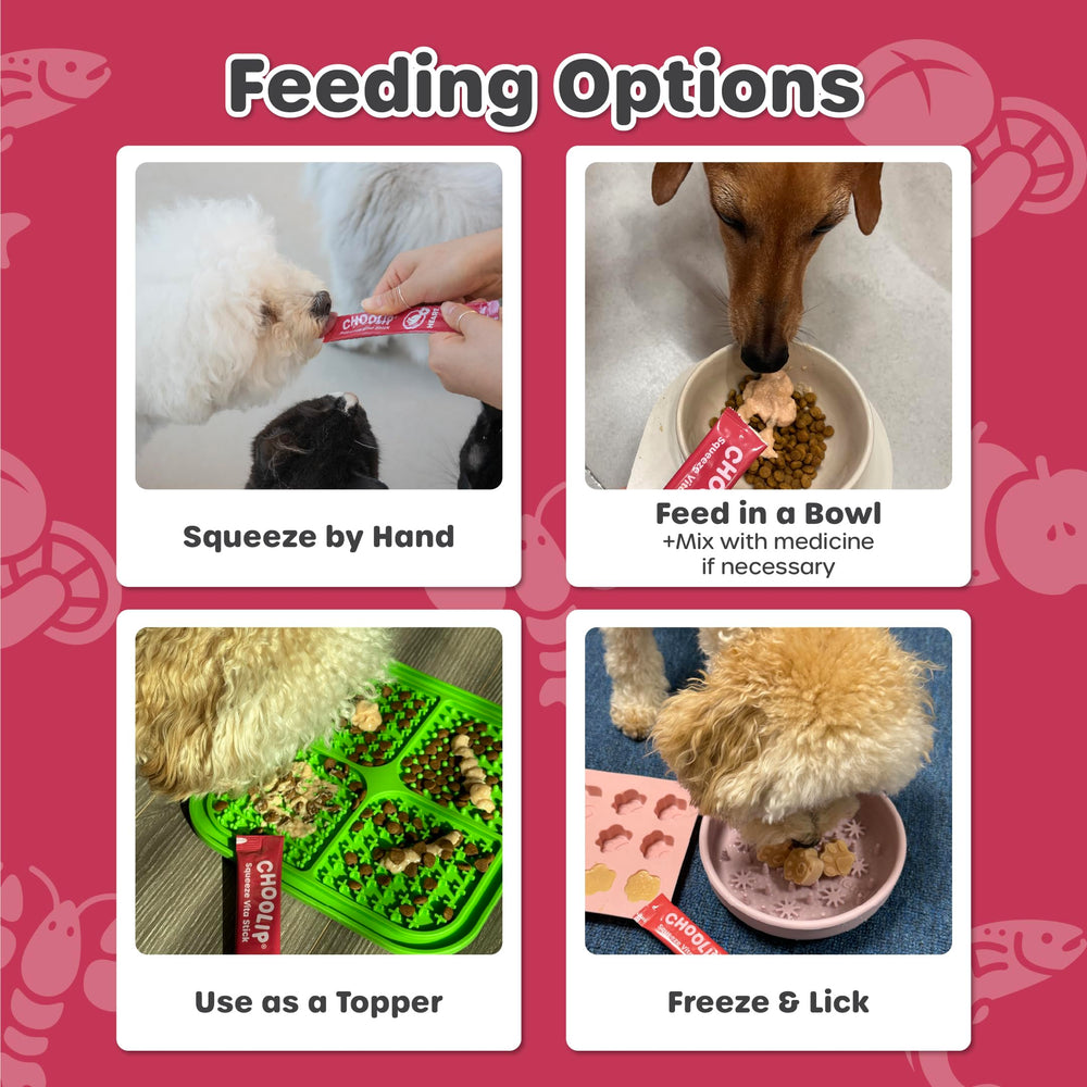 Choolip Squeeze Vita Stick grain-free formula supports gentle digestion.
