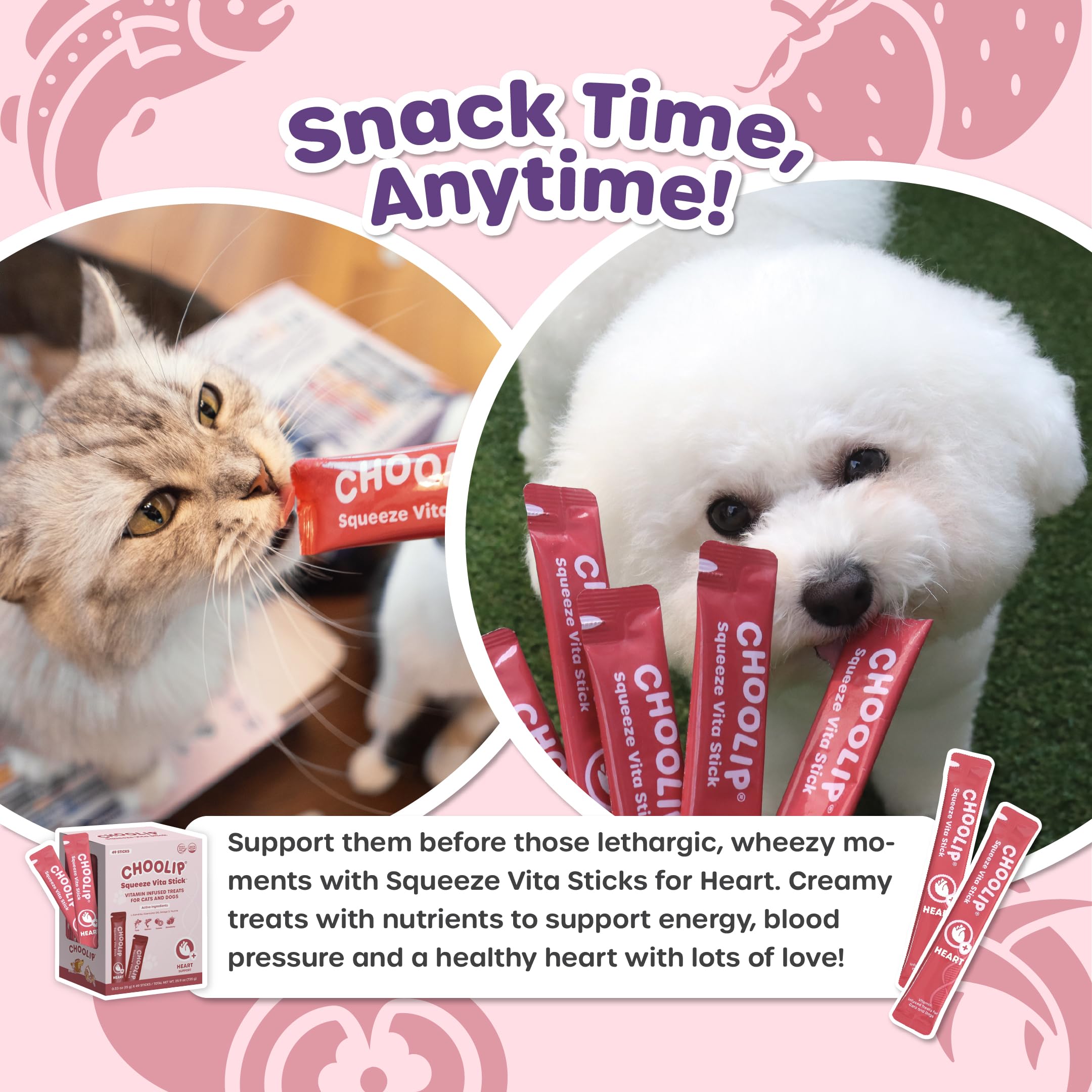 Choolip Squeeze Vita Stick emphasizes heart support with natural ingredients.
