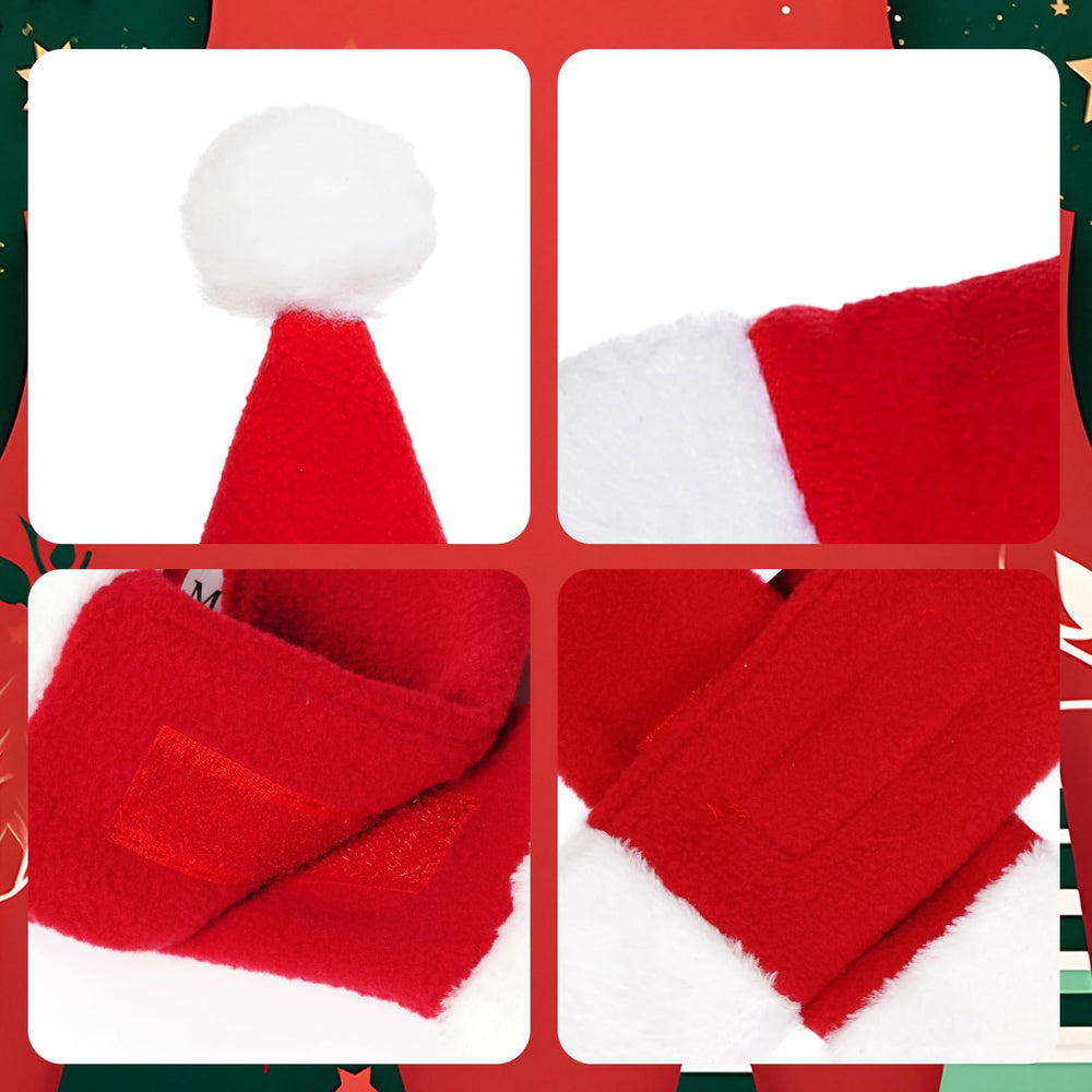 Choyaxo cat/dog Christmas hat with white plush trim elevates holiday outfits.