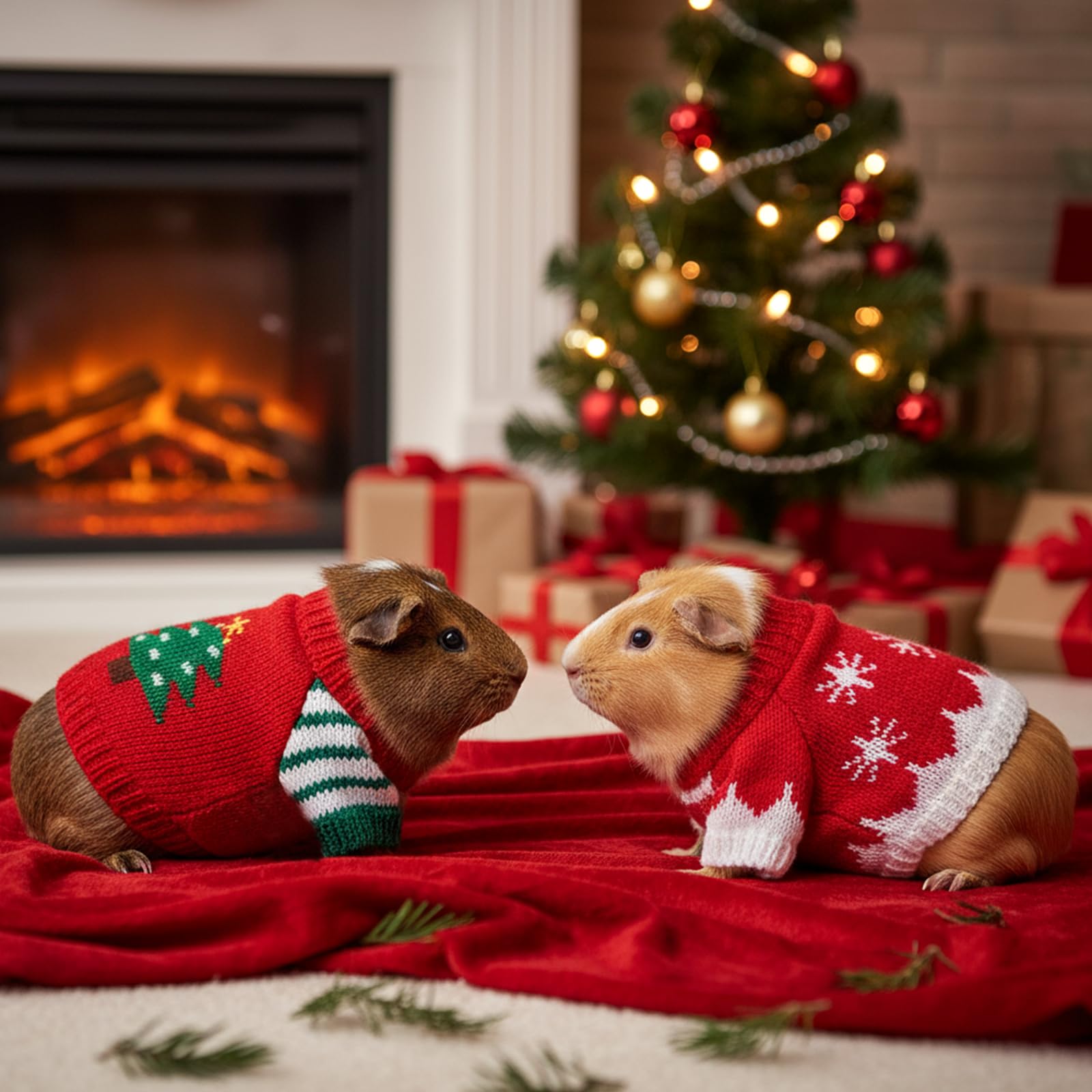 Choyaxo christmas-pets wearing festive knit for holiday memories