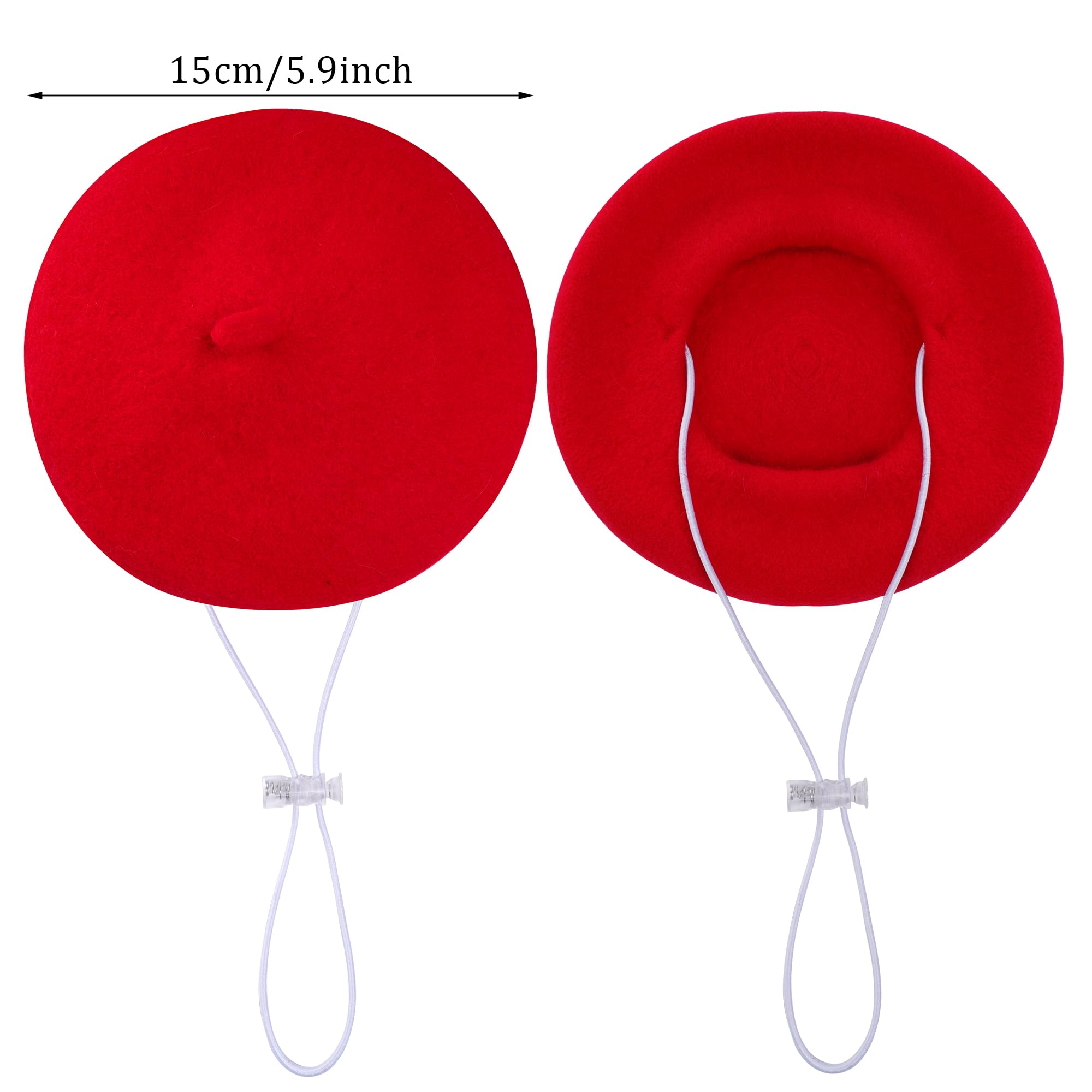 Choyaxo dog beret red on-head fit demonstrates secure wear for small pets