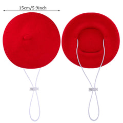 Choyaxo dog beret red on-head fit demonstrates secure wear for small pets