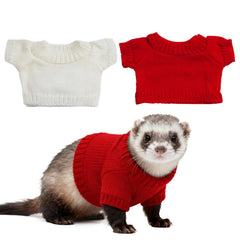 Choyaxo guinea pig sweater white front view highlighting cozy warmth for small pets.