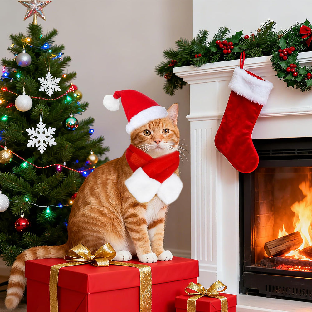 Choyaxo pet Christmas outfit set helps pets stand out at parties.
