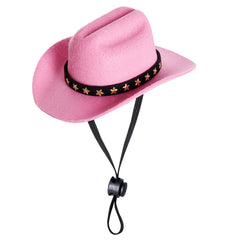 Choyaxo pink small pet cowboy hat on a dog for cute party photos.