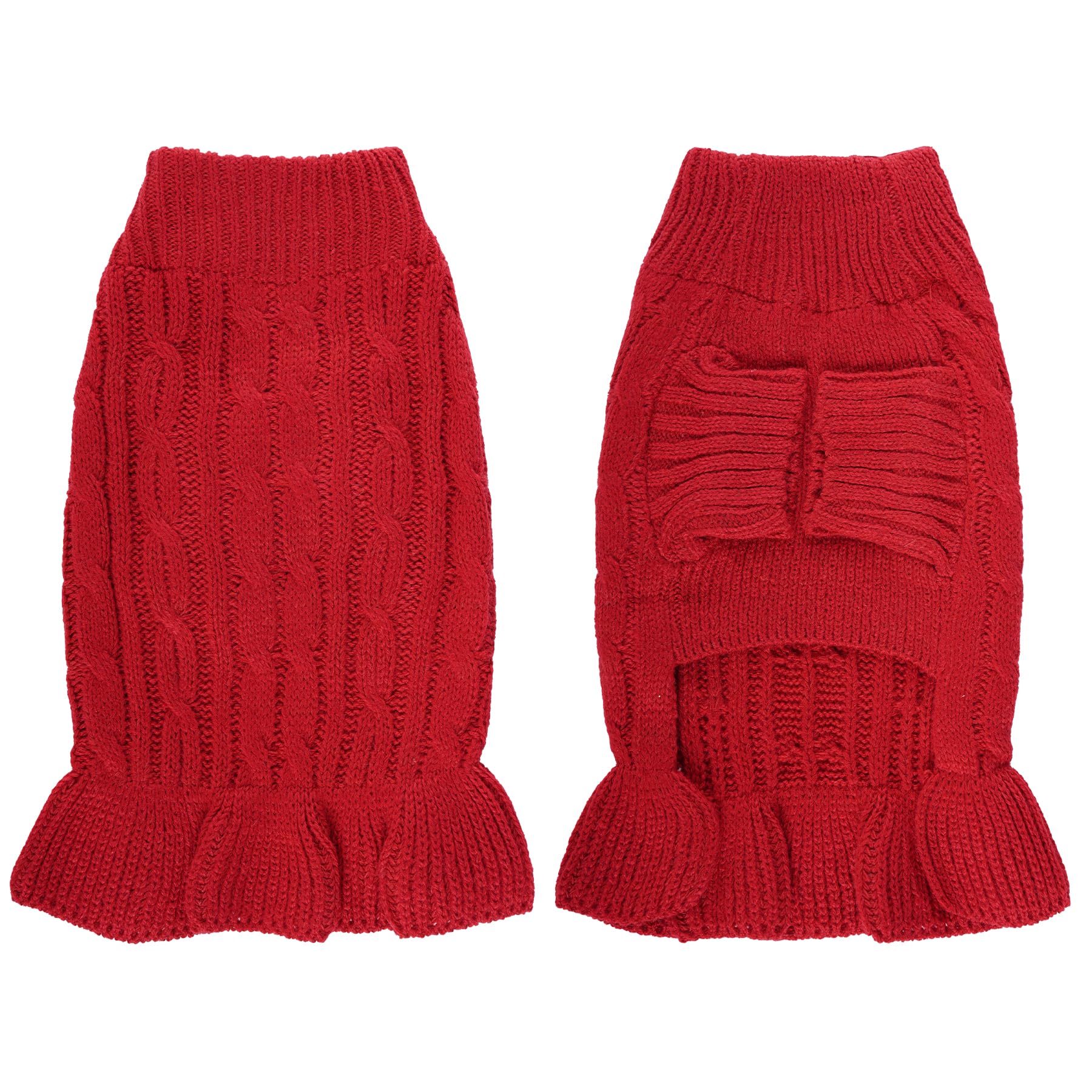 Choyaxo red knit dog sweater closeup highlights soft breathable fabric for warmth