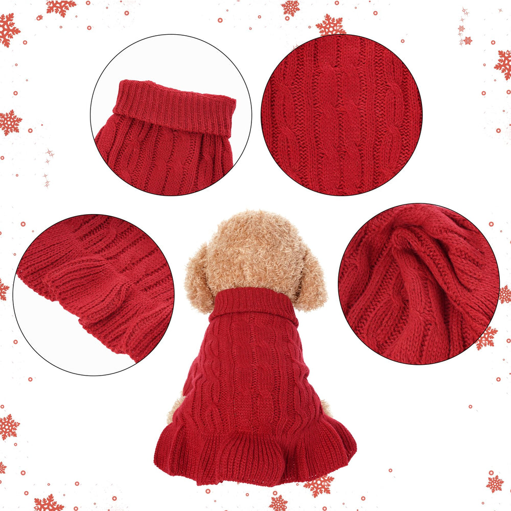 Choyaxo red dog sweater worn by pet for holiday photos and cute dress-up