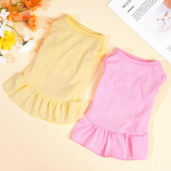 Choyaxo two-pcs dog dresses lightweight breathable material keeps pets cool this summer.