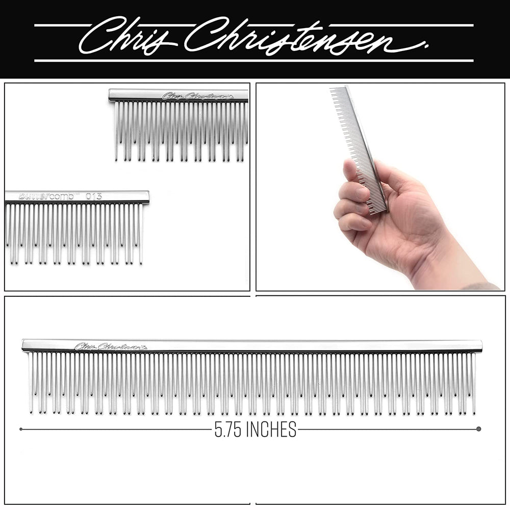 Chris Christensen 6in Cat/Carding Butter Comb teeth detail shows steel teeth for smooth glide.
