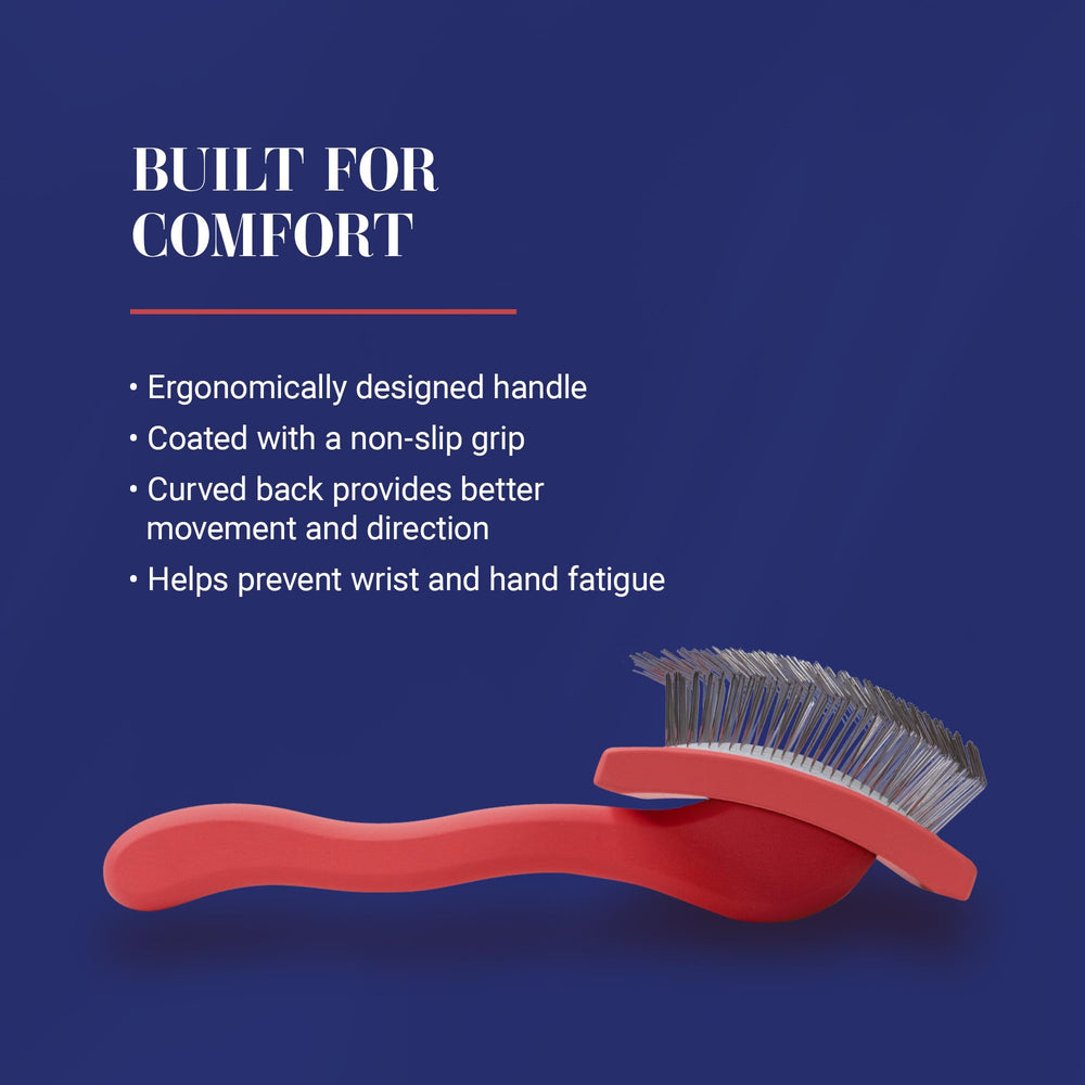 Chris Christensen Baby G Slicker Brush non-slip handle reduces hand fatigue during grooming.