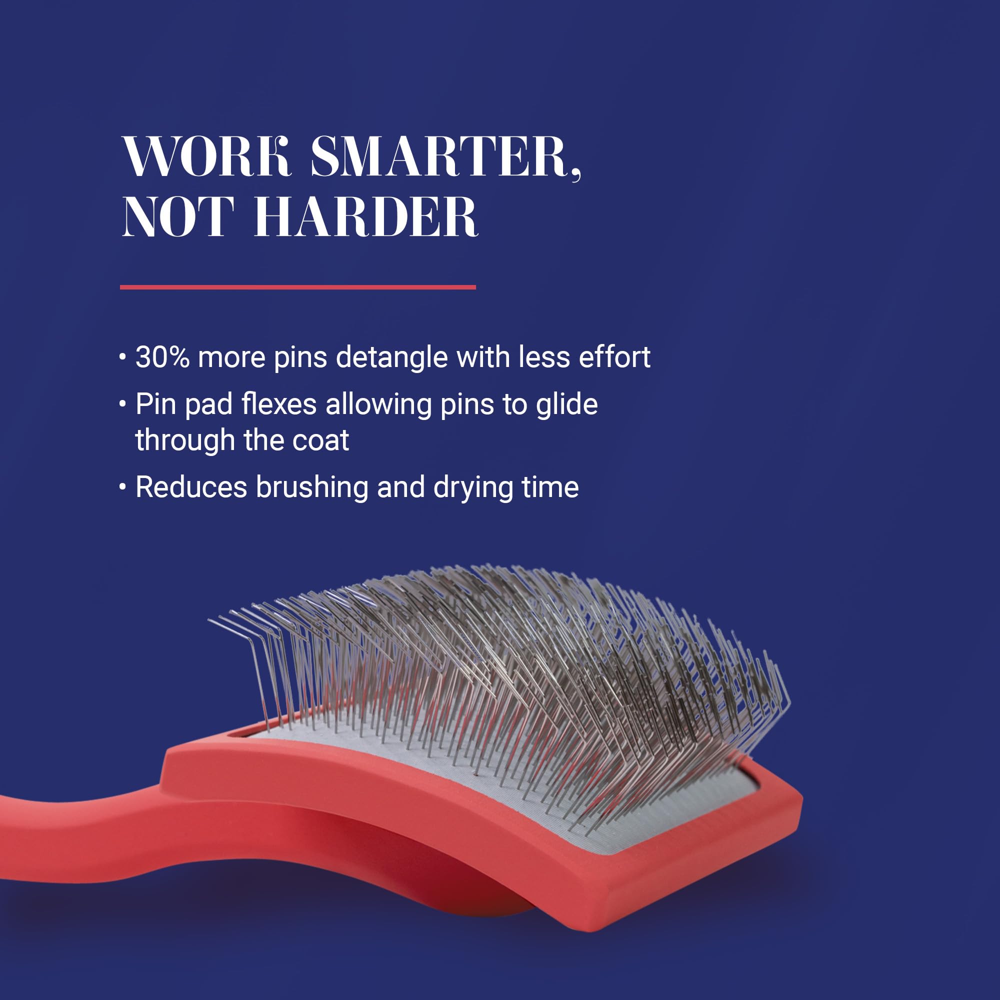 Chris Christensen Big G Slicker Brush fluffing coats and shaping heads and legs.