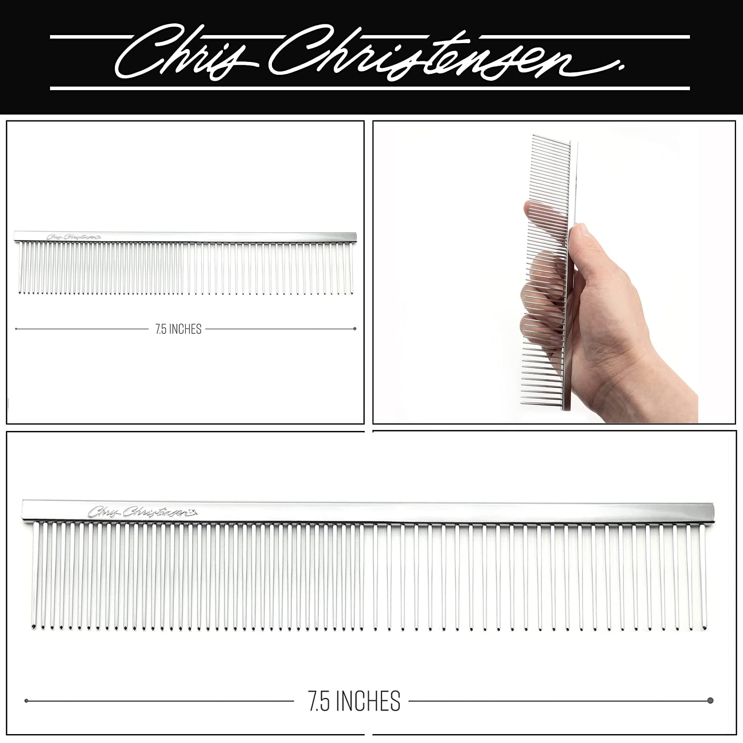 Rounded tines on Chris Christensen Buttercomb aid gentle detangling and skin-safe grooming