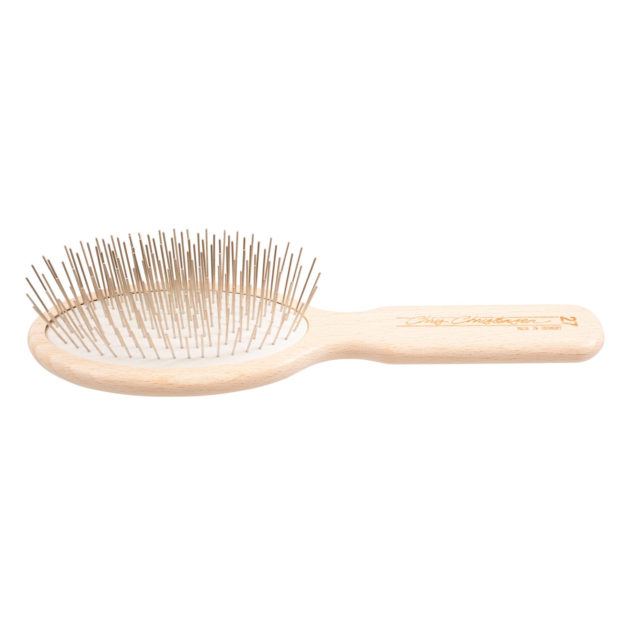 Chris Christensen dog brush 27mm oval packaging with warranty information.