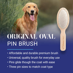 Chris Christensen dog brush 27mm oval pin closeup shows rounded polished pins for skin-friendly brushing.