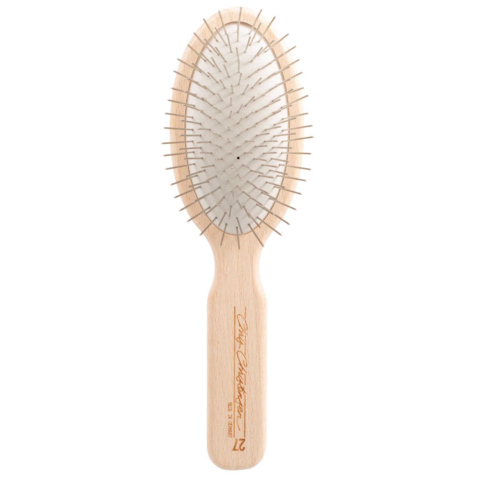 Chris Christensen dog brush 27mm oval pin front view for comfortable daily grooming.