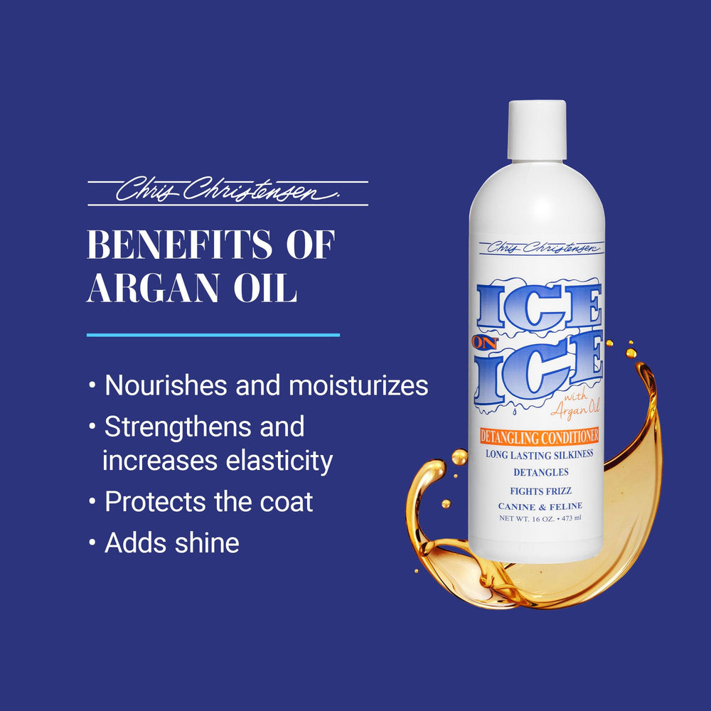 Chris Christensen Ice on Ice Detangling Conditioner coat after wash shows silky manageability
