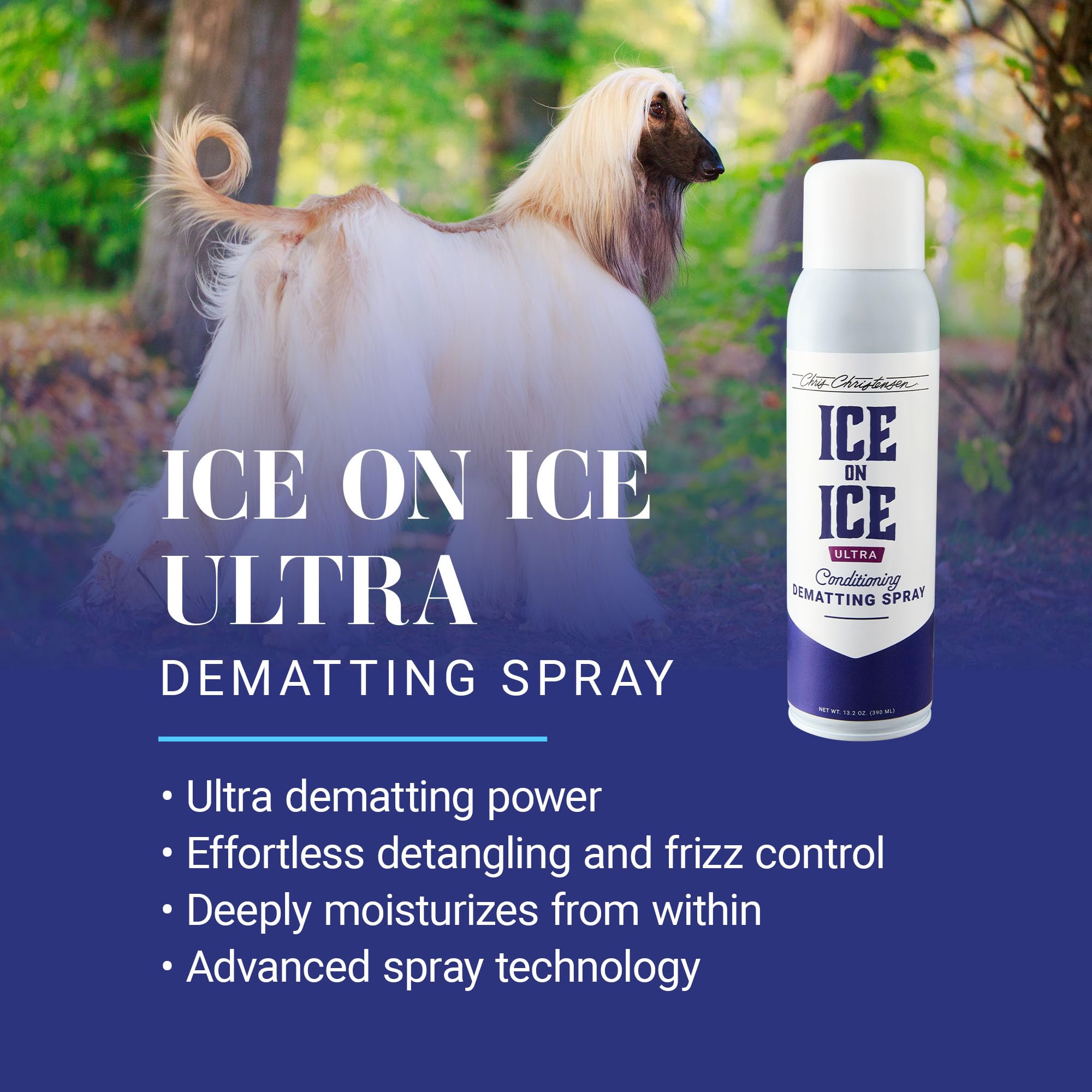 Chris Christensen Ice on Ice Ultra massage-mat focused detangling action for mats.
