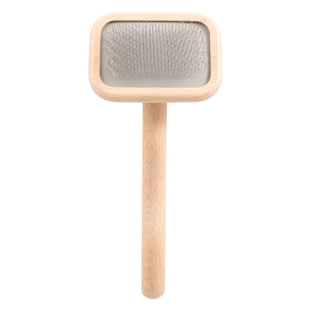 Chris Christensen Mark I Slicker Brush with beech wood body highlights gentle grooming for delicate coats