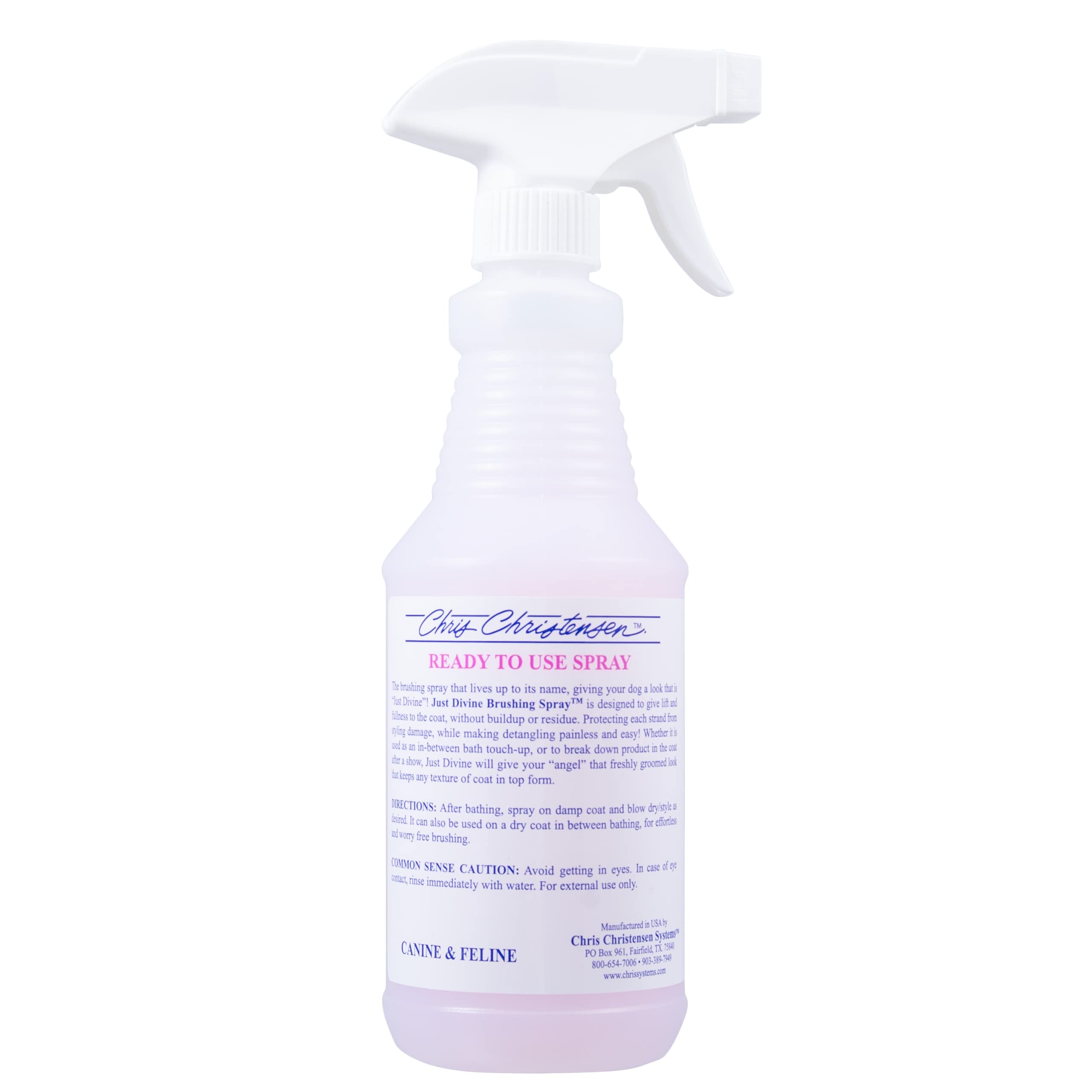 Chris Christensen Just Divine spray ready-to-use for convenient brushing sessions.
