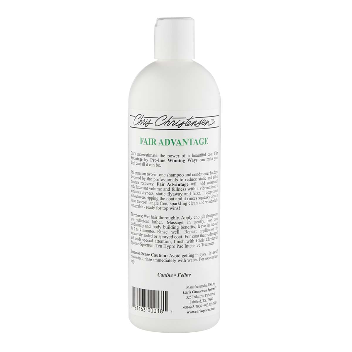 Chris Christensen Pro-Line Fair Advantage lather demonstrates moisturizing formula for pet coats.