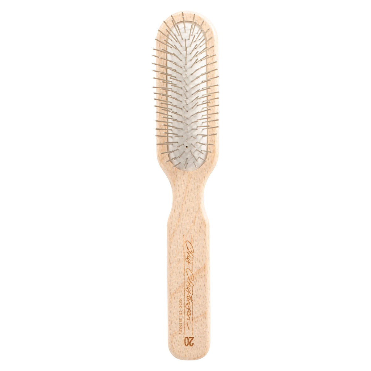 Chris Christensen 20mm oblong brush with wood handle for gentle, smooth brushing.