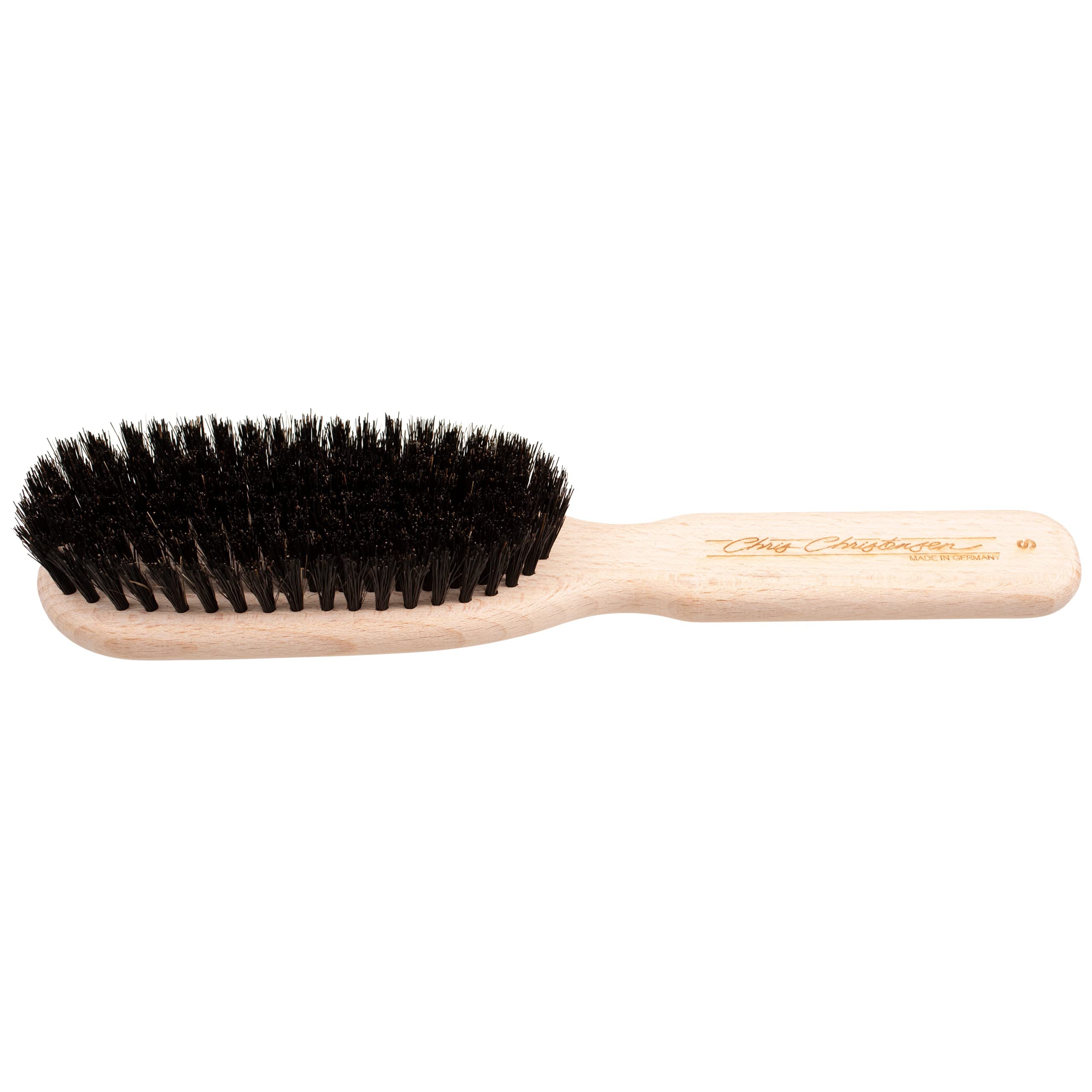 Chris Christensen eight rows of boar bristles lift and distribute oils for shine.
