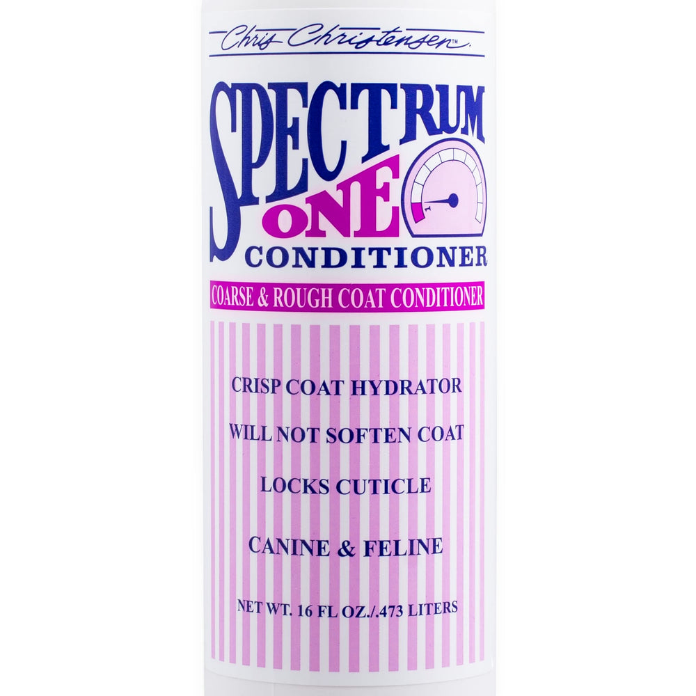 Chris Christensen Spectrum One dog conditioner reveals a lustrous coat and improved texture.
