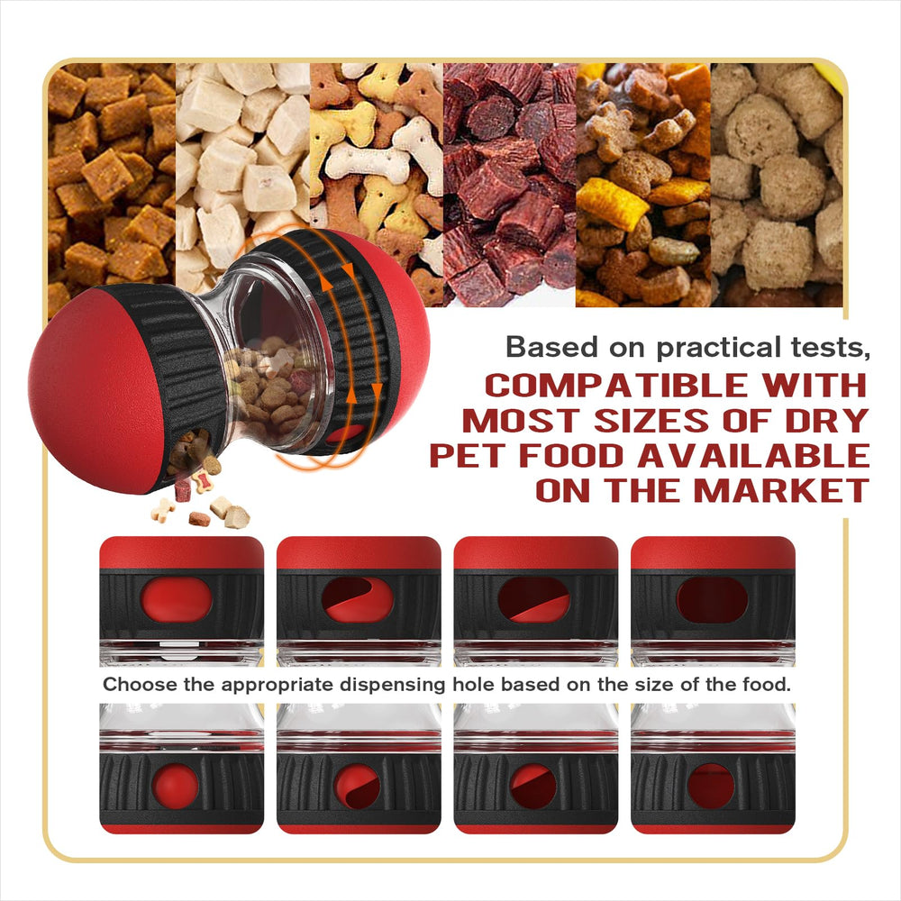 Chronanagese rolling dispensing toy action shot shows treats motivating exploration and problem-solving.