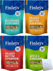 CHRONOS Enterprises Finley's Blueberry Coconut biscuits for dogs—training reward and dental-friendly crunch.