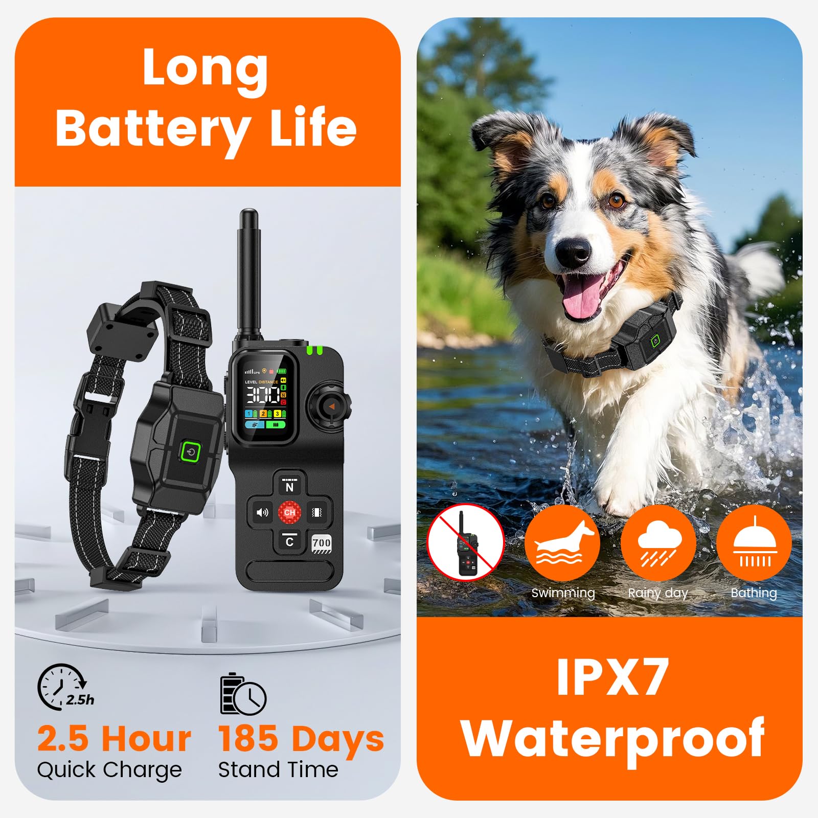 Chtoocy GPS Wireless Dog Fence supports up to three dogs on one system