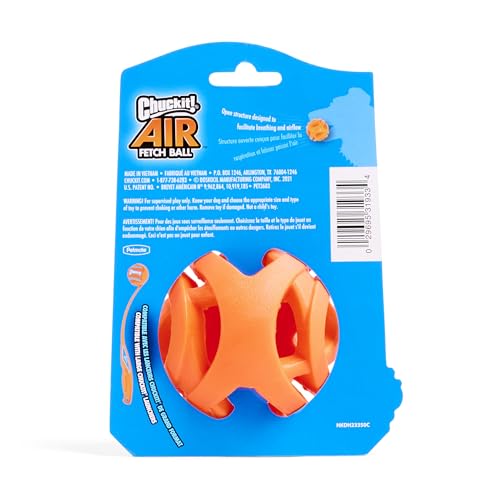 Chuckit Air Fetch Ball with breathable mesh design enhances airflow during runs.